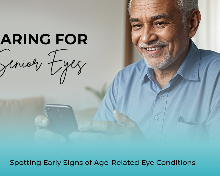 Senior man having an eye checkup at EyeCare Hospital Maldives to detect early signs of age-related eye conditions